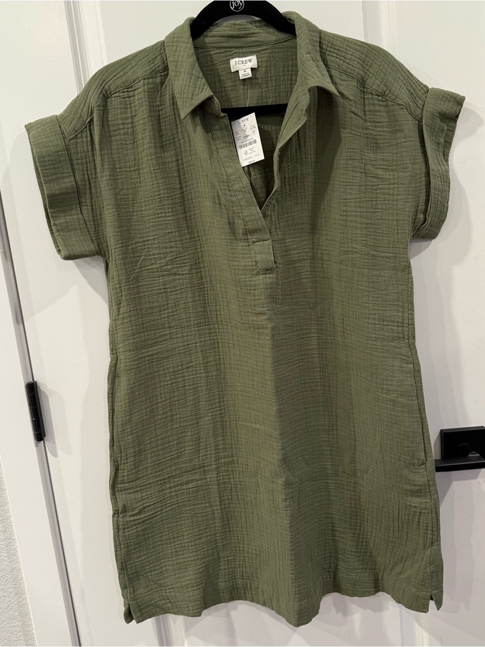 J.Crew Olive Green Gauze Collar Shirtdress